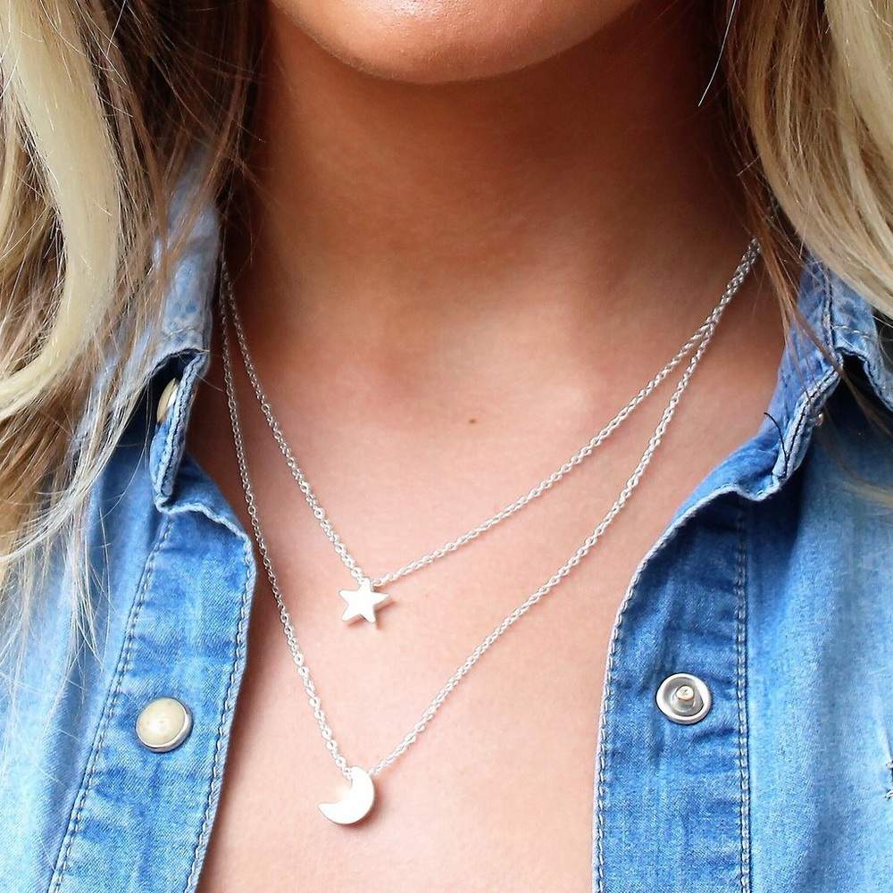 ‼️3/$30 Boho Multilayer Star Moon Pendant Necklace